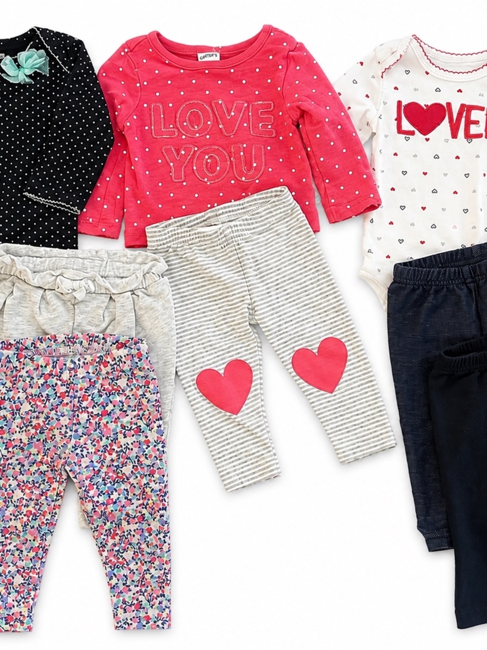 Carter's Pink 'Love You' Kids Leggings Set Lot -